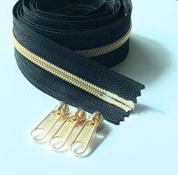 1.5 metre Continuous Nylon Coil #5 Zip with 3 Sliders
