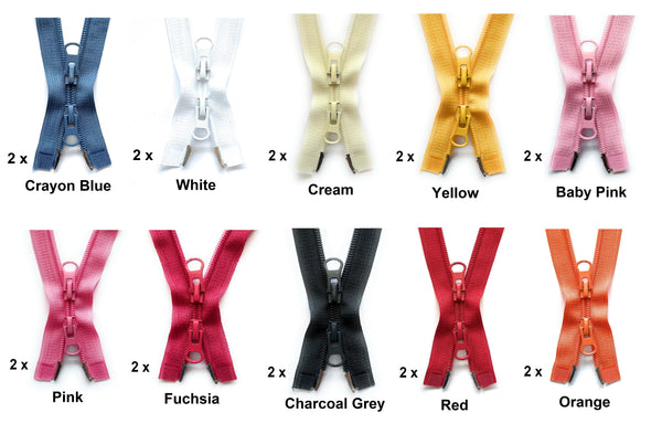 100 cm 50 pcs 2-Way Nylon Coil #5 Bulk Wholesale Zips Multi-Coloured TwoWay Zippers
